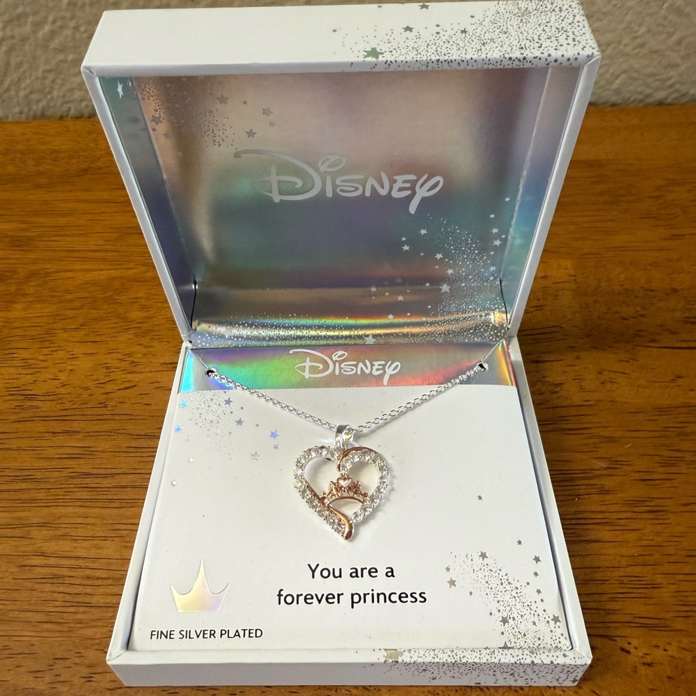 Disney Princess Women’s Crown Heart Pendant
Necklace